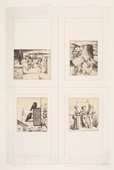 Illustrationer til "Billedbog for børn. Tegnet af Otto Haslund og Pietro Krohn med Vers af J. Krohn"