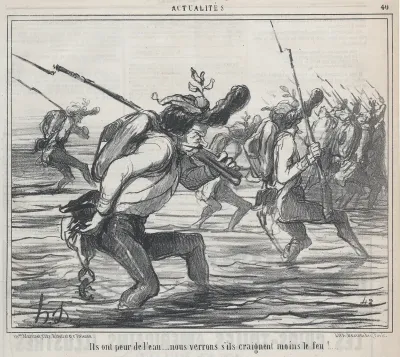 Ils ont peur de l'eau..., from Actualités, published in Le Charivari, May 11, 1859