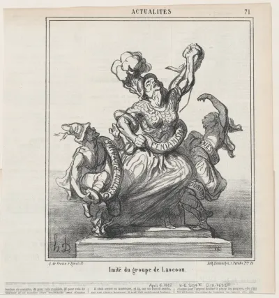 Imitation of the Laocoön-group, from 'News of the day,' published in Le Charivari, April 6, 1868