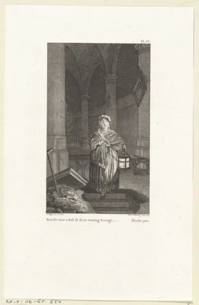 In een kerk daalt een vrouw af in een graf