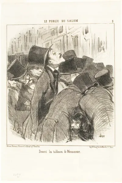 In front of Meissonnier's paintings, plate 3 from Le Public Du Salon