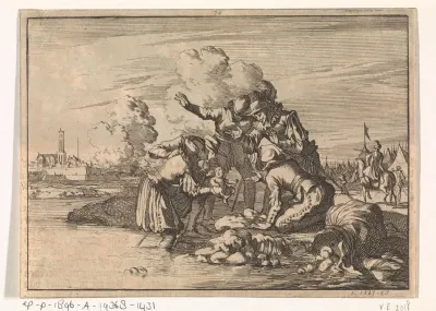 In het belegerde Bergen op Zoom werd een Spaanse soldatenvrouw door een kanonskogel gedood, haar kind werd echter levend geboren, 1622