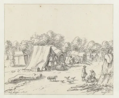 In het kampement van het leger van Willem III