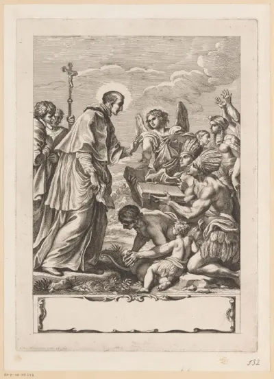 Inca's presenteren een boek aan Turibius de Mogrovejo