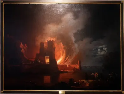 Incendio di un porto di mare