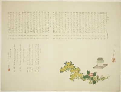 Incense Burner. Chrysanthemums, and Camellias