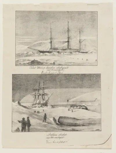 Indefrosset skib ("Tuluit Hansip ilauvfîsa ukîvfigissât"); Indefrosset skib, set forfra ("Ardlaisa ukîvfiat'")