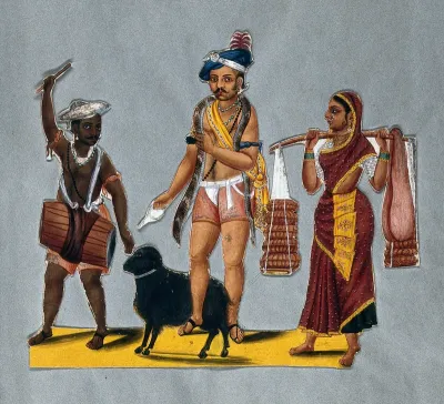 Indian travelling entertainers with animals