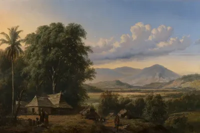 Indonesian landscape with village