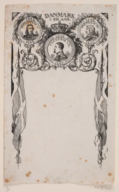 Indramning med medallionen af Chr. I, Fr. 3. og Fr. 7.