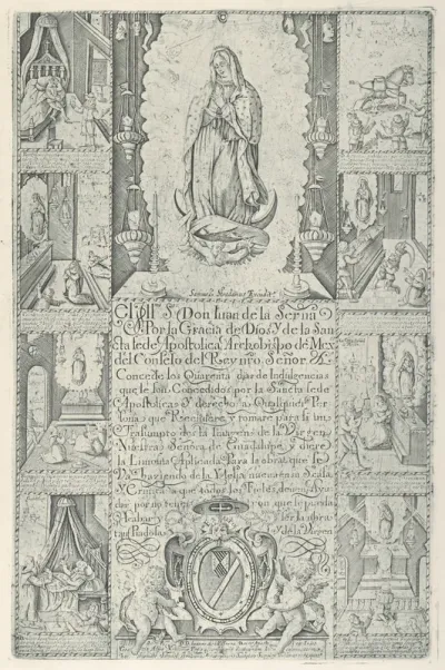 Indulgence for donation of alms towards the building of a Church to the Virgin of Guadalupe (modern facsimile impression)