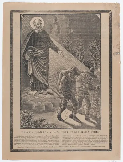 Indulgence with an image of St Peter watching over two pilgrims