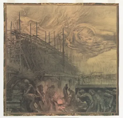 Industrie. Ontwerp wandschildering te Rotterdam