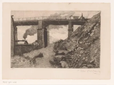 Industrieel landschap met viaduct