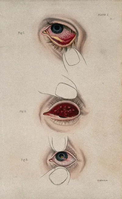 Inflamed eye defects: three figures