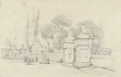 Ingang van het park bij het Koninklijk Paleis te Brussel