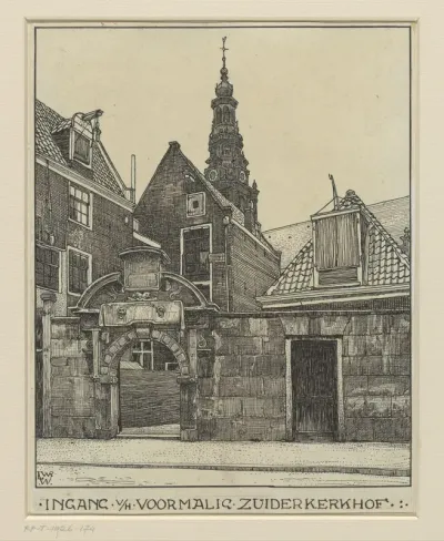 Ingang van het voormalige Zuiderkerkhof aan de St. Anthonie Breestraat te Amsterdam