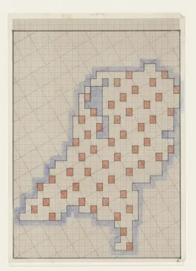 Ingekleurde tekening van Nederland op doorzichtig papier A