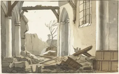 Ingestorte toren van de kerk te 's-Gravenzande, 5 mei 1809