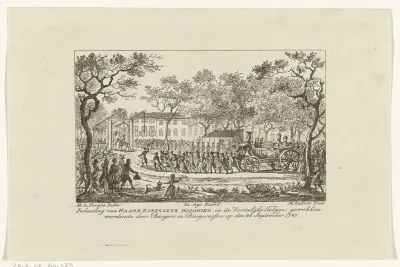 Inhaling van de prinses van Oranje en de kinderen, 1787