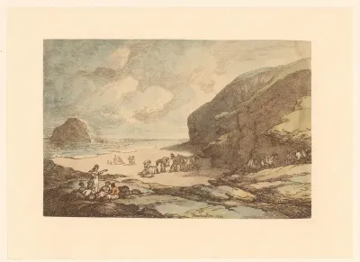 Inham aan het strand omgeven door rotsen