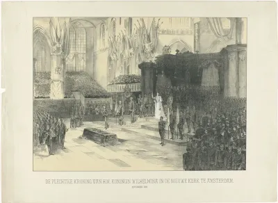 Inhuldiging van Wilhelmina, koningin der Nederlanden, in de Nieuwe Kerk te Amsterdam op 6 september 1898