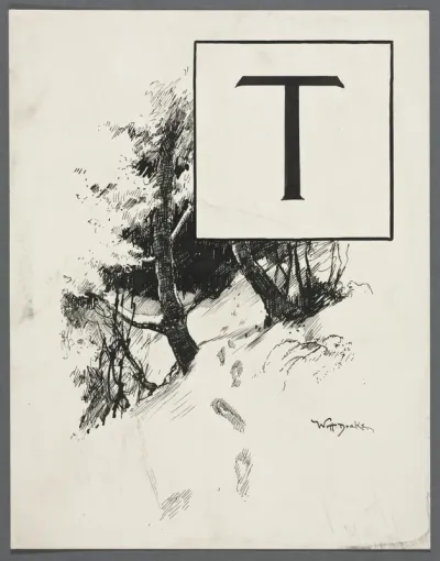 Inital T for Chapter XLIV from "Lorna Doone"