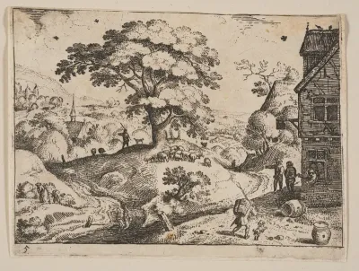 Inn to Right of Road before Village, from Landscapes