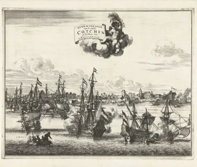 Inname van Cochin door Nederlandse V.O.C. schepen