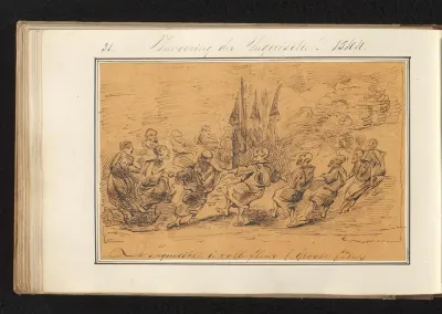 Inquisiteurs dansen rond een bandstapel, 1544