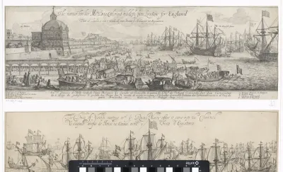 Inscheping van Catharina van Braganza te Lissabon