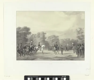 Inspectie van Z.M. den Koning Willem II, der dienstdoende schutterij van 's Gravenhage. 23 Mei 1848