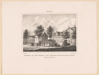 Instituut voor doofstommen en het monument voor Henri Daniel Guyot te Groningen
