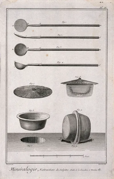 Instruments used in the processing of saltpetre