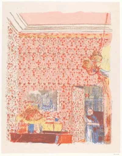 Interieur aux tentures roses I