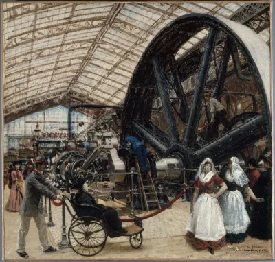 Intérieur de la galerie des machines à l'exposition universelle de 1889