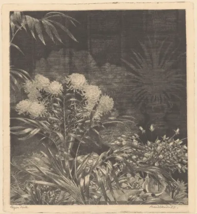 Interieur met bloemen in vazen en planten in potten