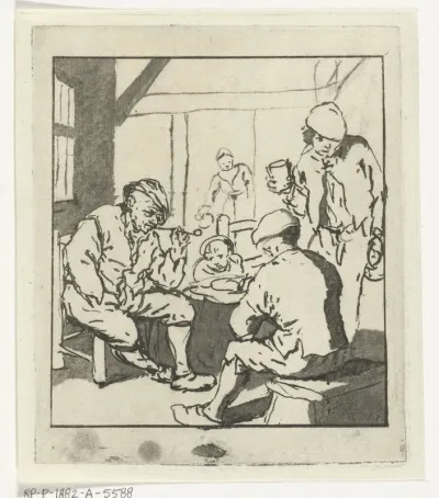 Interieur met boerenfamilie