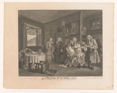 Interieur met de gravin stervend in een stoel