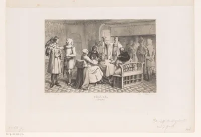 Interieur met edelen, 13e eeuw
