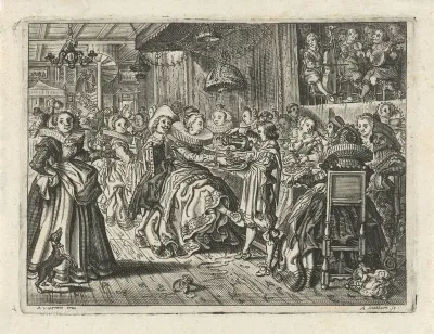 Interieur met een huwelijksbanket