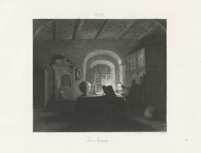 Interieur met een oude man