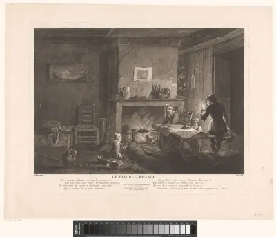 Interieur met familie een maaltijd bereidend