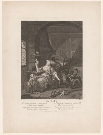 Interieur met koppel in omhelzing