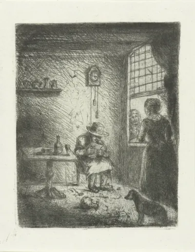 Interieur met lezende man