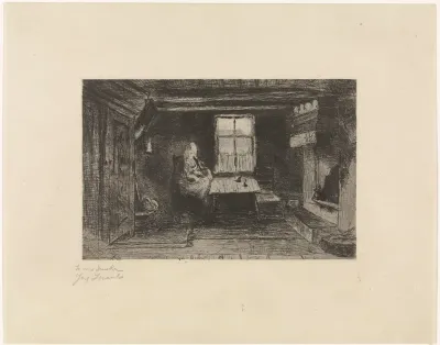 Interieur met moeder en kind