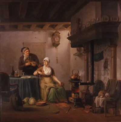 Interieur met twee figuren of De amateur-violist