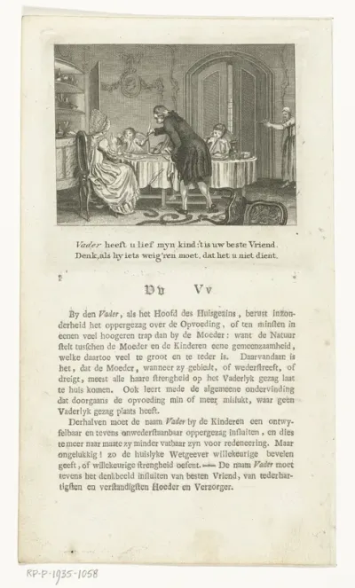 Interieur met vader die mes afpakt van klein kind