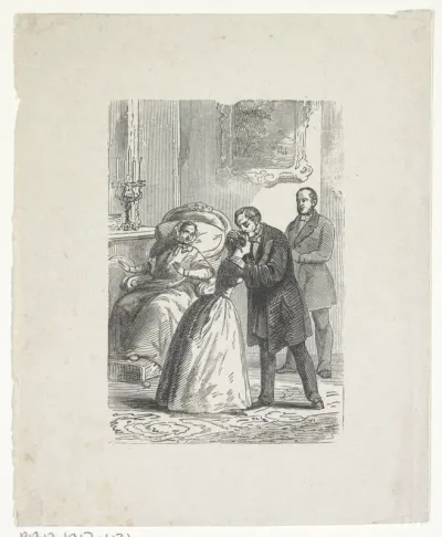 Interieur met vier figuren