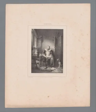 Interieur met zittende edelman
